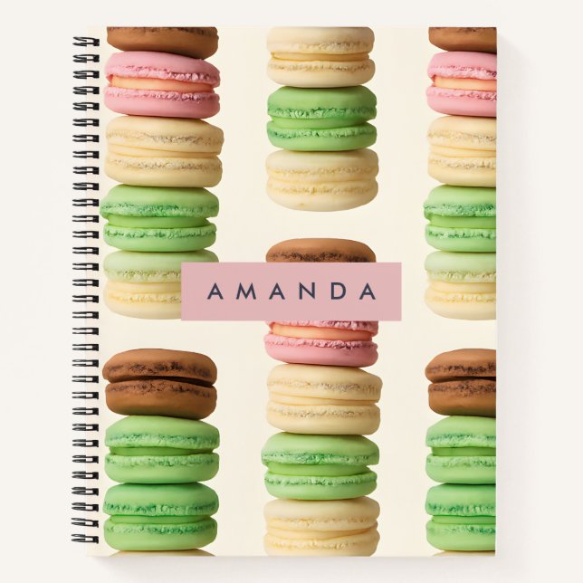 Carnet Motif Macaron coloré personnalisé empilé (Devant)