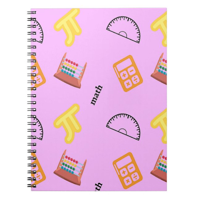 Carnet Motif mathématique sur rose (Devant)