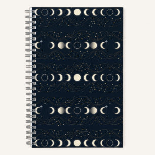 Carnet Motif minimaliste des phases lunaires avec des éto