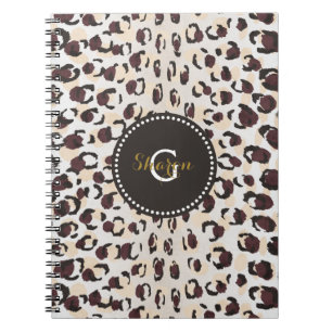 Carnet Motif moderne chic brun cheetah imprimé monogramme