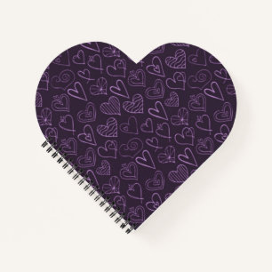 Carnet Motif moderne de coeur foncé violet