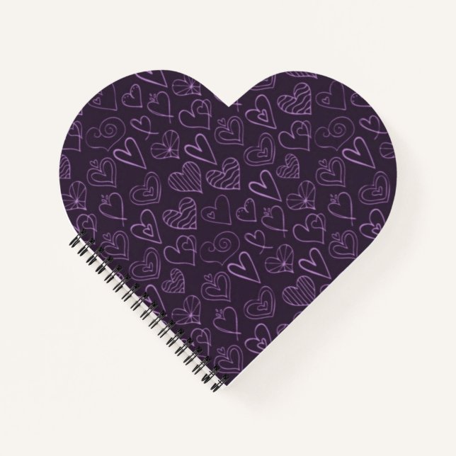 Carnet Motif moderne de coeur foncé violet (Devant)