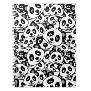 Carnet Motif moderne de panda ours en noir et blanc migno