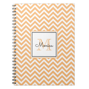 Carnet Motif moderne Orange Chevron avec Monogram