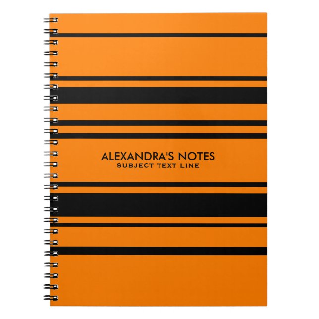 Carnet Motif moderne Orange Et Black Stripes (Devant)