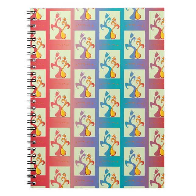 Carnet Motif moderne rouge, violet et bleu Tulip Couple (Devant)