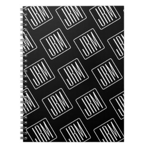 Carnet Motif Monogramme Moderne Noir & Blanc