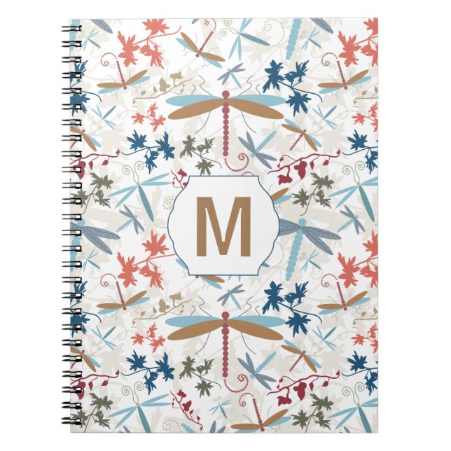Carnet Motif multicolore Dragonfly avec Monogramme (Devant)