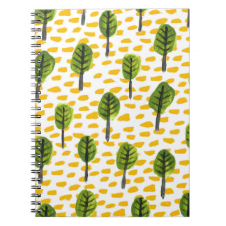 Carnet Motif Naïve Green Black Tree