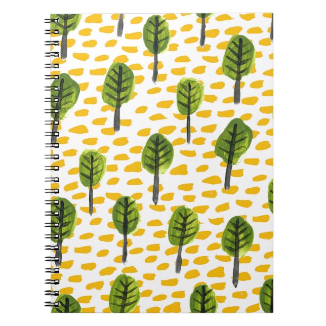 Carnet Motif Naïve Green Black Tree (Devant)