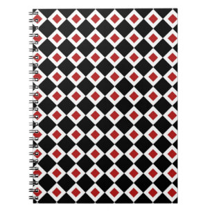 Carnet Motif noir, blanc, diamant rouge