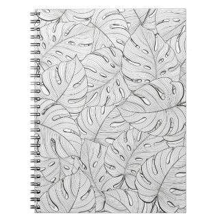 Carnet Motif noir blanc Feuille Monstera