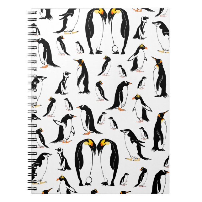 Carnet Motif noir et blanc pingouins (Devant)