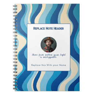 Carnet Motif ondulé bleu personnalisé