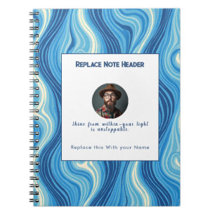 Carnet Motif ondulé bleu personnalisé