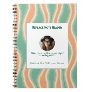 Carnet Motif ondulé vert et orange personnalisé