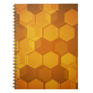 Carnet Motif orange d'hexagone de nid d'abeilles