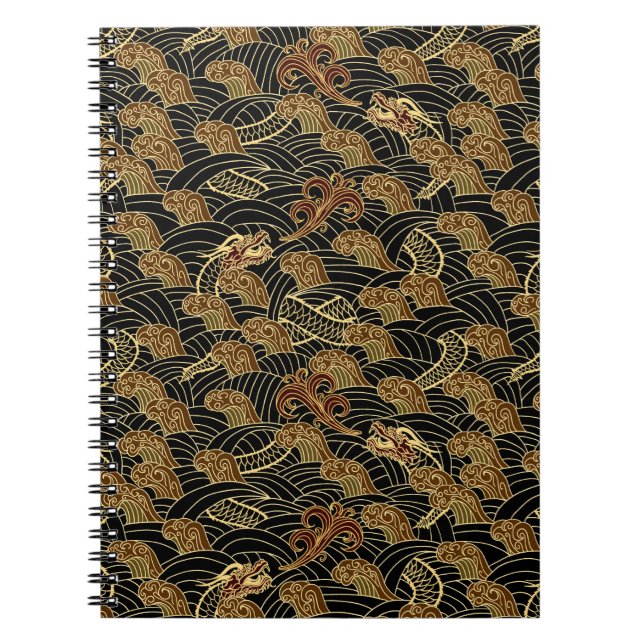 Carnet Motif oriental du dragon de mer (Devant)