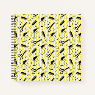 Carnet Motif Outil de coiffeur jaune