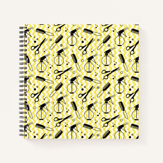 Carnet Motif Outil de coiffeur jaune (Devant)