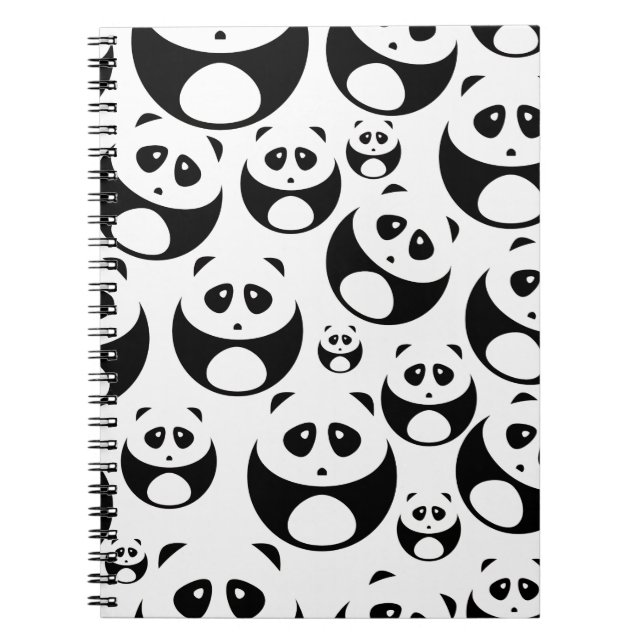 Carnet Motif Panda noir et blanc Kawaii (Devant)