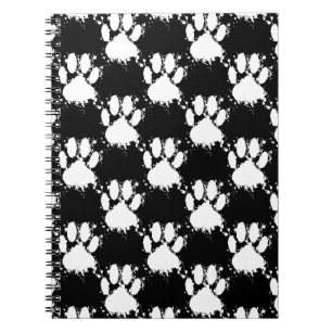 Carnet Motif Paw Chien Blanc Avec Paint Splatter