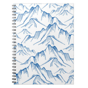 Carnet Motif paysager de montagne tiré à la main.