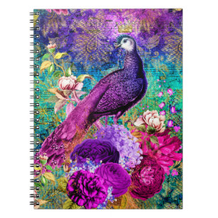 Carnet Motif Peacock Illustré vintage