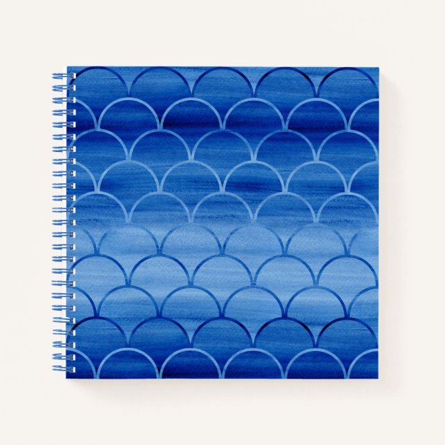 Carnet Motif personnalisé Prussien bleu aquarelle (Devant)
