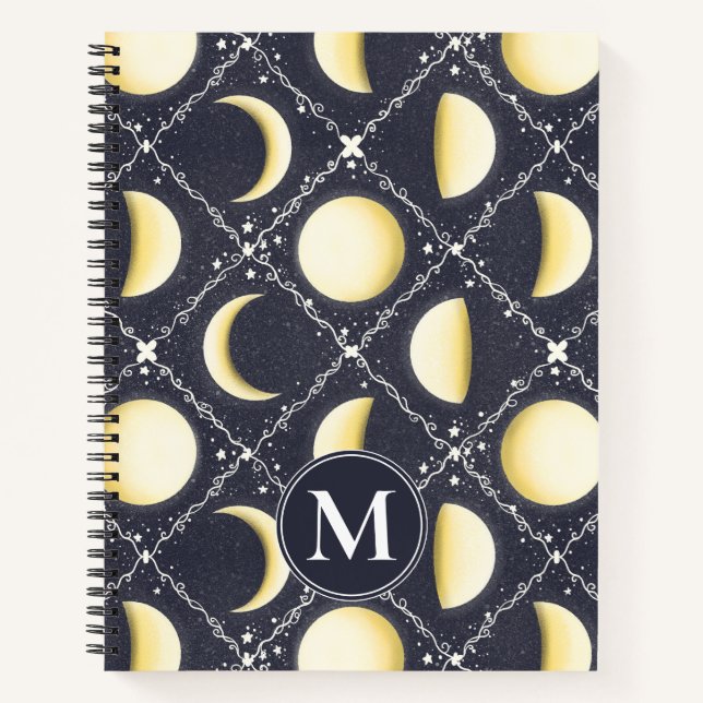 Carnet Motif Phases de lune céleste (Devant)