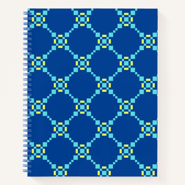 Carnet Motif Pixelé bleu et jaune (Devant)