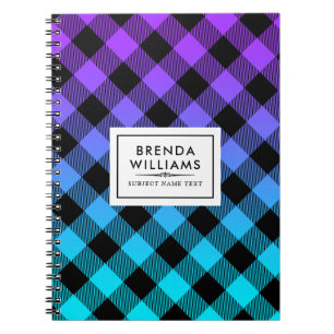 Carnet Motif plaqué noir sur violet et turquoise ombre