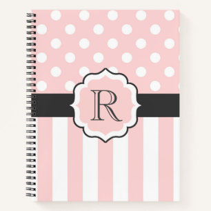 Carnet Motif points et rayures roses