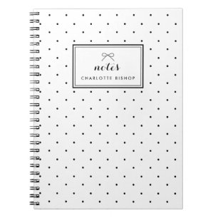 Carnet Motif Pois noir moderne personnalisé