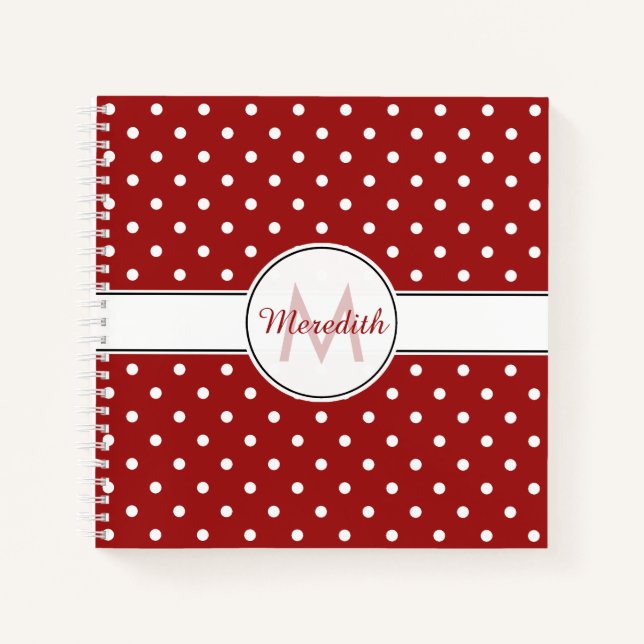 Carnet Motif Pois rouge monogramme (Devant)