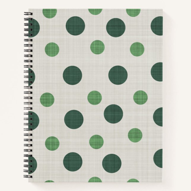 Carnet Motif Pois vert de la forêt, vert pointu (Devant)