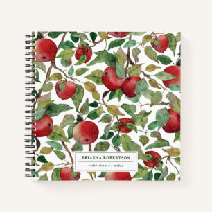 Carnet Motif pomme à l'aquarelle    Monogramme du fabrica