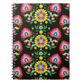 Carnet Motif populaire fleurie : tuiles rétro colorées
