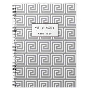 Carnet Motif principal grec gris et blanc classique