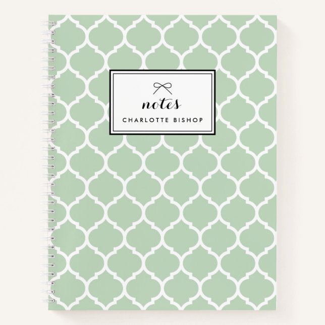 Carnet Motif Quatrefoil de Mint moderne Personnalisé (Devant)