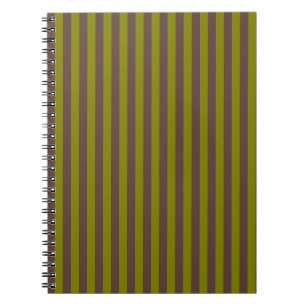 Carnet Motif rayé en chocolat brun et vert olive