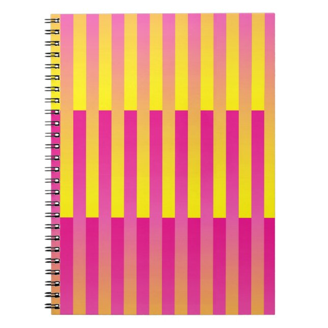 Carnet Motif rayé rose jaune orange (Devant)