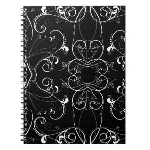 Carnet Motif Répétitif Floral Délicat en Blanc sur Fond N