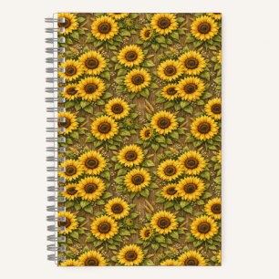 Carnet Motif répétitif sans couture de tournesol ensoleil
