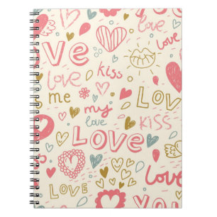 Carnet Motif romantique avec des coeurs et des lèvres