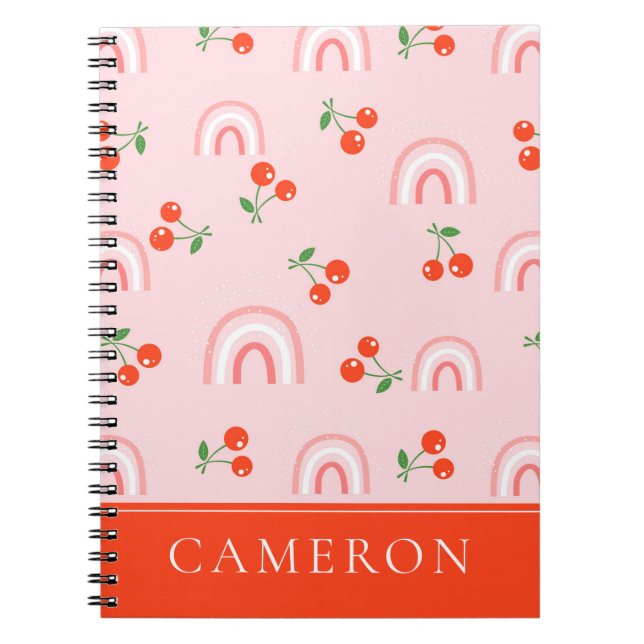 Carnet Motif rose arc-en-ciel cerise (Devant)