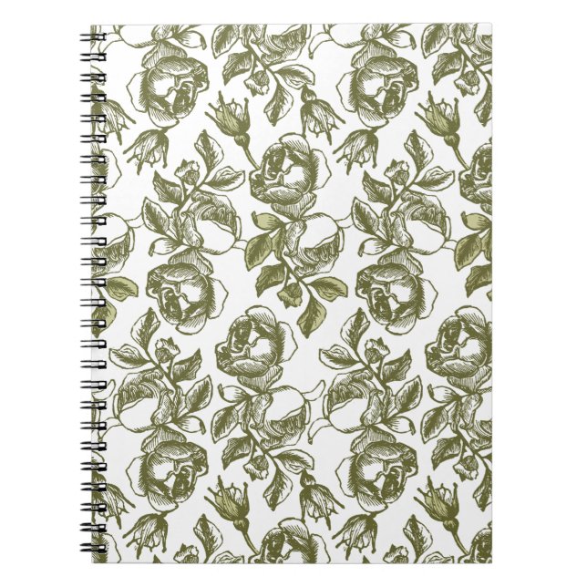 Carnet Motif Rose blanc et Faux Gold (Devant)