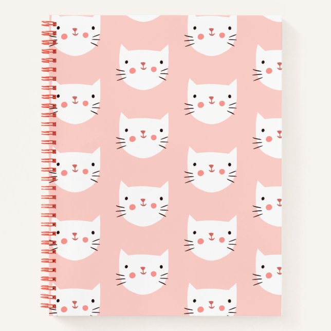 Carnet Motif rose chat blanc mignon (Devant)
