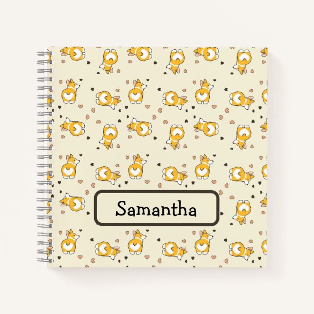 Carnet Motif rose corgi mou (Devant)