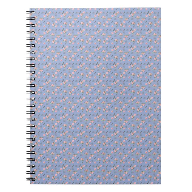 Carnet Motif rose de couleur bleu esthétique (Devant)